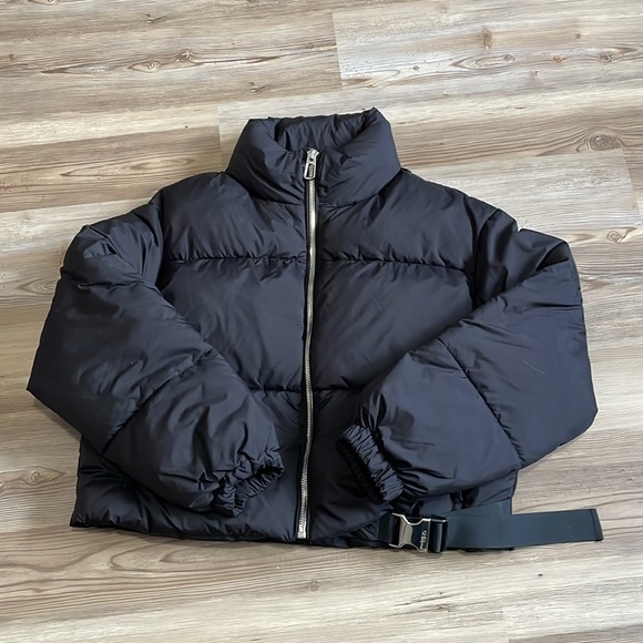 Pernille X Mango Anorak Puffer Cropped Jacket Black Women M NWT Water Repellent - Picture 3 of 15
